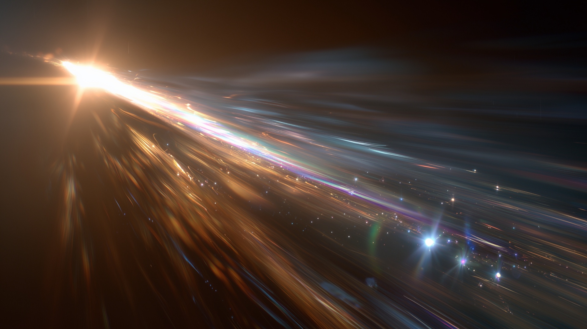 Comet streaking through deep space